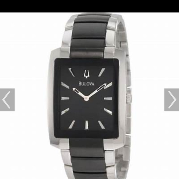 Bulova Men’s Watch Black Dial Stainless Steel Bracelet NWT NIB 98A117